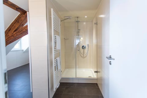 Hair dryer, slippers, towels