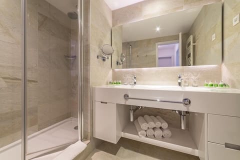 Bathroom | Shower, free toiletries, hair dryer, bathrobes
