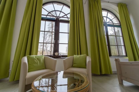 Deluxe Suite | Living area | 32-cm flat-screen TV with satellite channels, TV