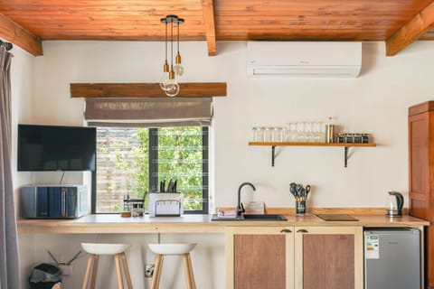 Mini-fridge, microwave, stovetop, electric kettle