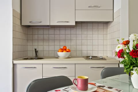 Studio | Private kitchenette | Fridge, stovetop, cookware/dishes/utensils