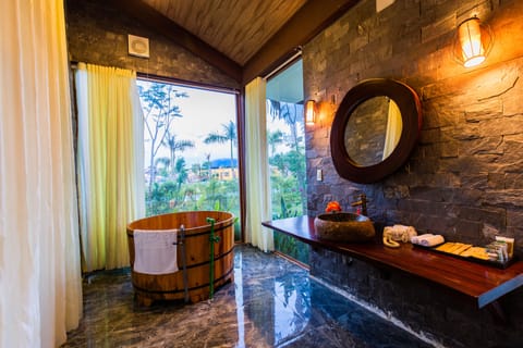 Bungalow, 3 Bedrooms, Private Pool | Bathroom | Combined shower/tub, free toiletries, hair dryer, bathrobes