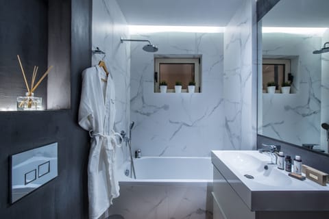 Shower, free toiletries, hair dryer, bathrobes