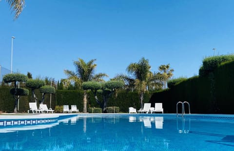 Outdoor pool, sun loungers