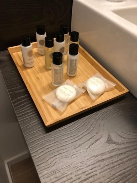 Free toiletries, hair dryer, towels, soap