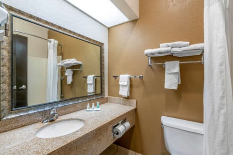 Standard Room, 2 Queen Beds, Non Smoking | Bathroom | Combined shower/tub, hair dryer, towels