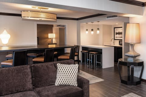 42-inch LCD TV with cable channels, TV, iPod dock