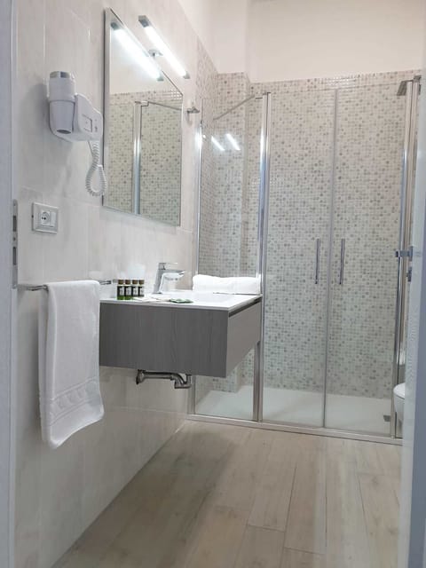 Shower, free toiletries, hair dryer, bidet