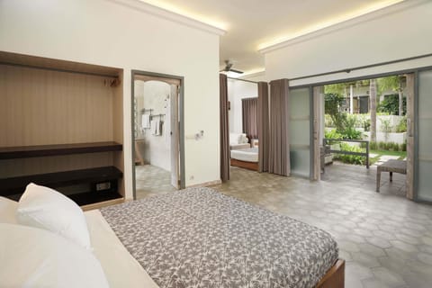 Quadruple Room, Multiple Beds, Garden View | In-room safe, desk, laptop workspace, blackout drapes