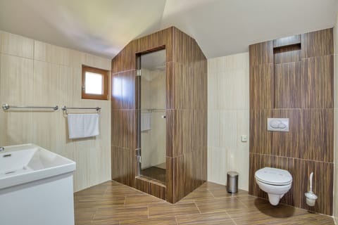 Superior Apartment | Bathroom | Shower, rainfall showerhead, designer toiletries, hair dryer
