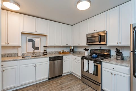 Apartment, Courtyard View | Private kitchen | Fridge, microwave, oven, stovetop