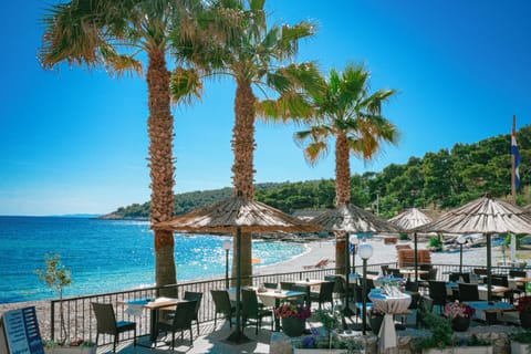 Breakfast, lunch, dinner served; Mediterranean cuisine, beach views 
