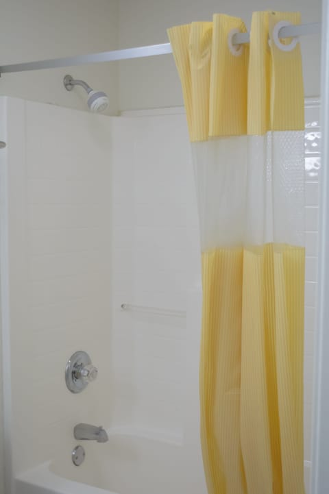 Combined shower/tub, eco-friendly toiletries, hair dryer, towels