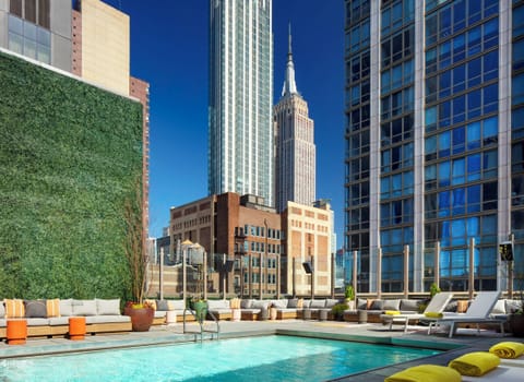 Outdoor pool, sun loungers