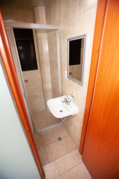 Shower, free toiletries, towels, soap