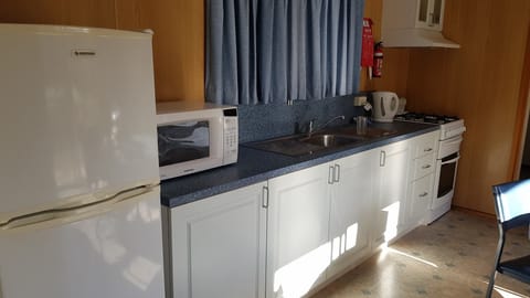 Full-size fridge, microwave, oven, stovetop