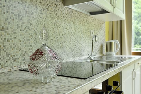 Deluxe Apartment, 2 Bedrooms (up to 6 people) | Private kitchen | Full-size fridge, microwave, oven, stovetop