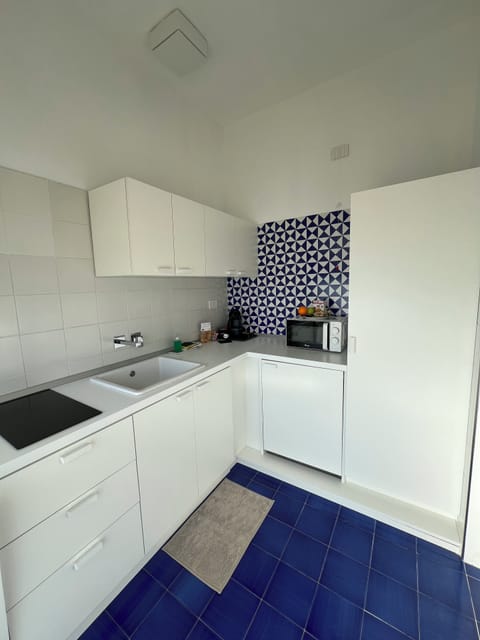 Fridge, microwave, stovetop, espresso maker