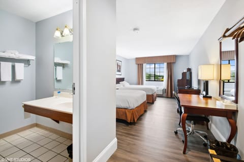 Standard Double Room, 2 Queen Beds | Desk, laptop workspace, blackout drapes, iron/ironing board