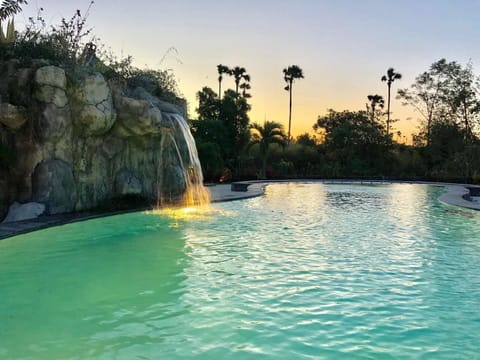 Outdoor pool, sun loungers