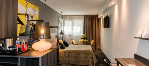 Desk, blackout drapes, soundproofing, iron/ironing board