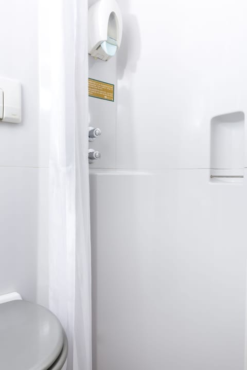 Shower, towels, soap, shampoo