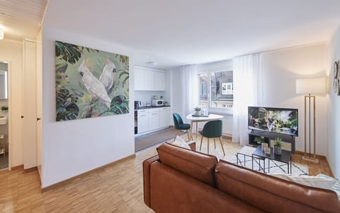 Classic Apartment, 1 Bedroom, Kitchen, City View | Living area | Flat-screen TV