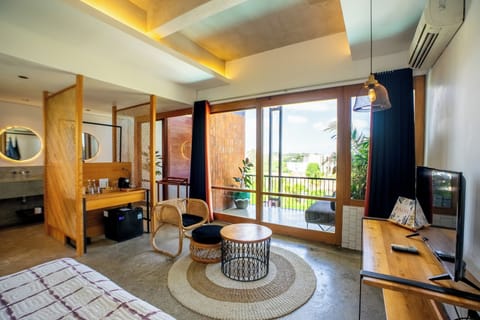 32-inch flat-screen TV with satellite channels, TV