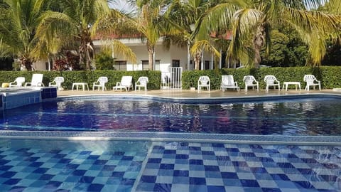 Outdoor pool, sun loungers