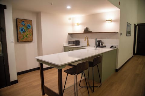 Individually furnished, desk, laptop workspace, blackout drapes