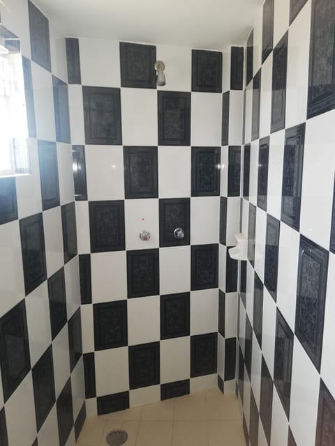 Shower, towels, soap, shampoo