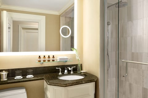 Shower, free toiletries, hair dryer, bathrobes