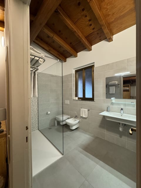 Double Room | Bathroom | Shower, hair dryer, bidet, towels