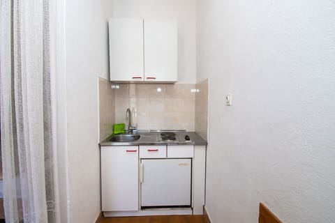 Studio (A2) | Private kitchen | Fridge, stovetop, cookware/dishes/utensils, freezer