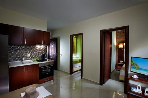 Family Apartment | Private kitchen | Fridge, microwave, stovetop, cookware/dishes/utensils