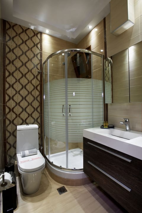 Family Apartment | Bathroom | Shower, free toiletries, hair dryer, bathrobes