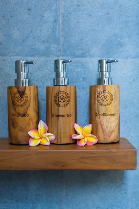 Shower, hair dryer, bathrobes, slippers