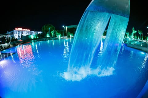 Outdoor pool, a waterfall pool