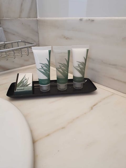 Free toiletries, hair dryer, towels, soap