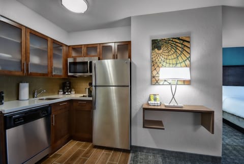 Desk, laptop workspace, blackout drapes, iron/ironing board