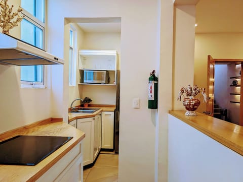 Penthouse 1, balcony, 2 bedrooms, 3 beds, 2 baths | Private kitchen | Full-size fridge, microwave, coffee/tea maker, rice cooker