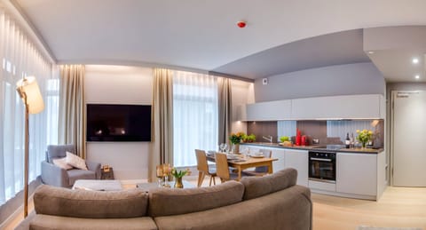 Junior Apartment | Living area | 65-inch Smart TV with satellite channels, TV