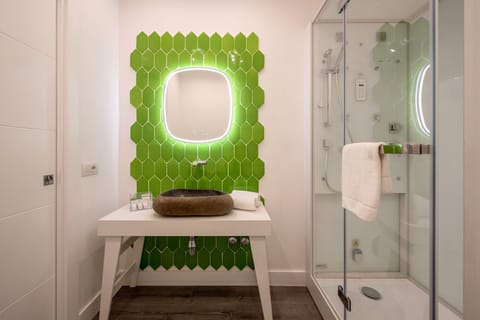 Deluxe Double Room | Bathroom | Shower, hydromassage showerhead, eco-friendly toiletries, hair dryer