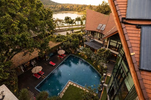 Outdoor pool, sun loungers