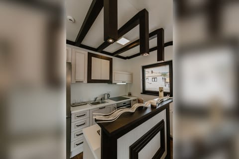 Panoramic Penthouse | Private kitchen | Fridge, microwave, coffee/tea maker, electric kettle