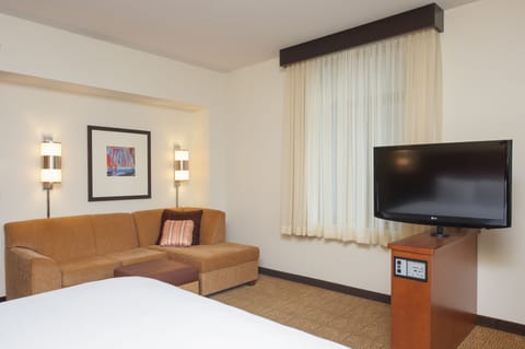 42-inch flat-screen TV with satellite channels, TV