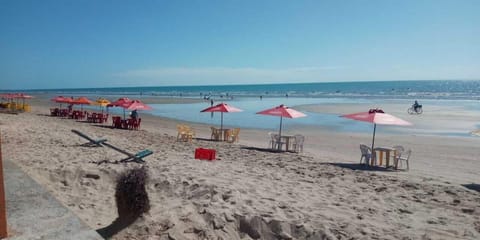 On the beach, white sand