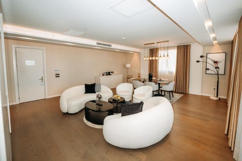 Penthouse, 1 King Bed, Jetted Tub | Living area | LCD TV