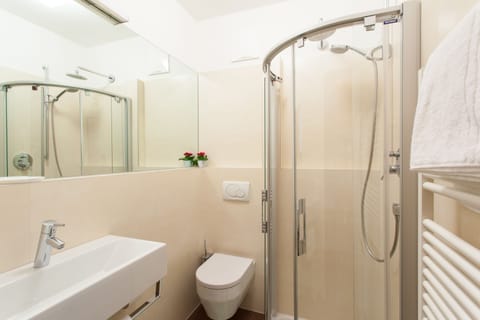 Single Room | Bathroom | Shower, rainfall showerhead, hair dryer, towels