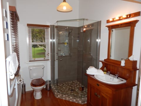 Shower, free toiletries, hair dryer, bathrobes